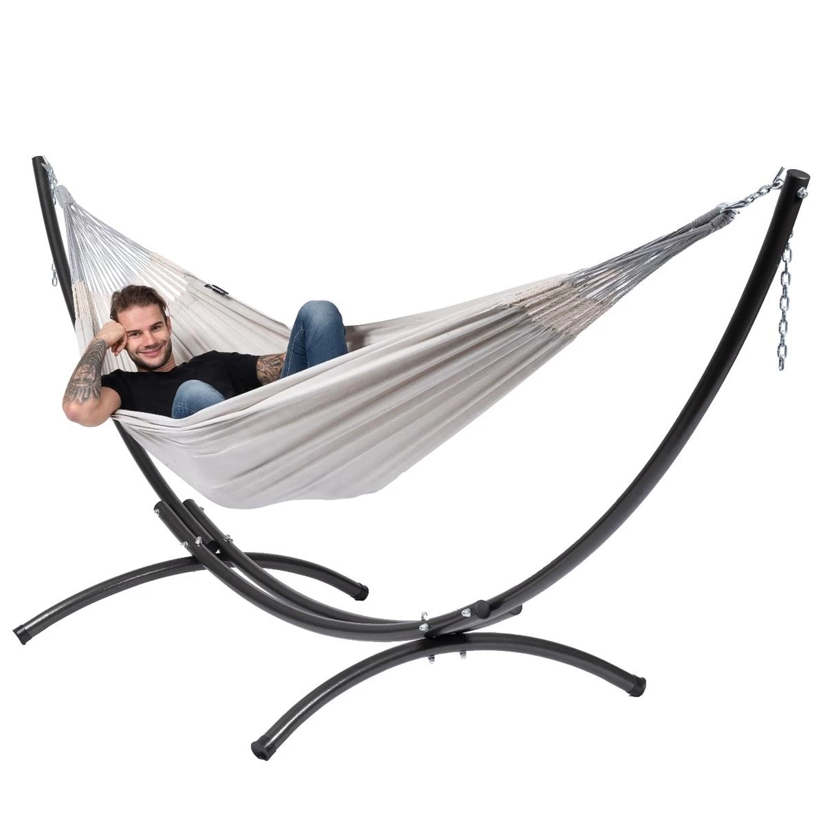 Hangmat Met Standaard Tweepersoons 'Arc & Comfort' Pearl - Afbeelding 6