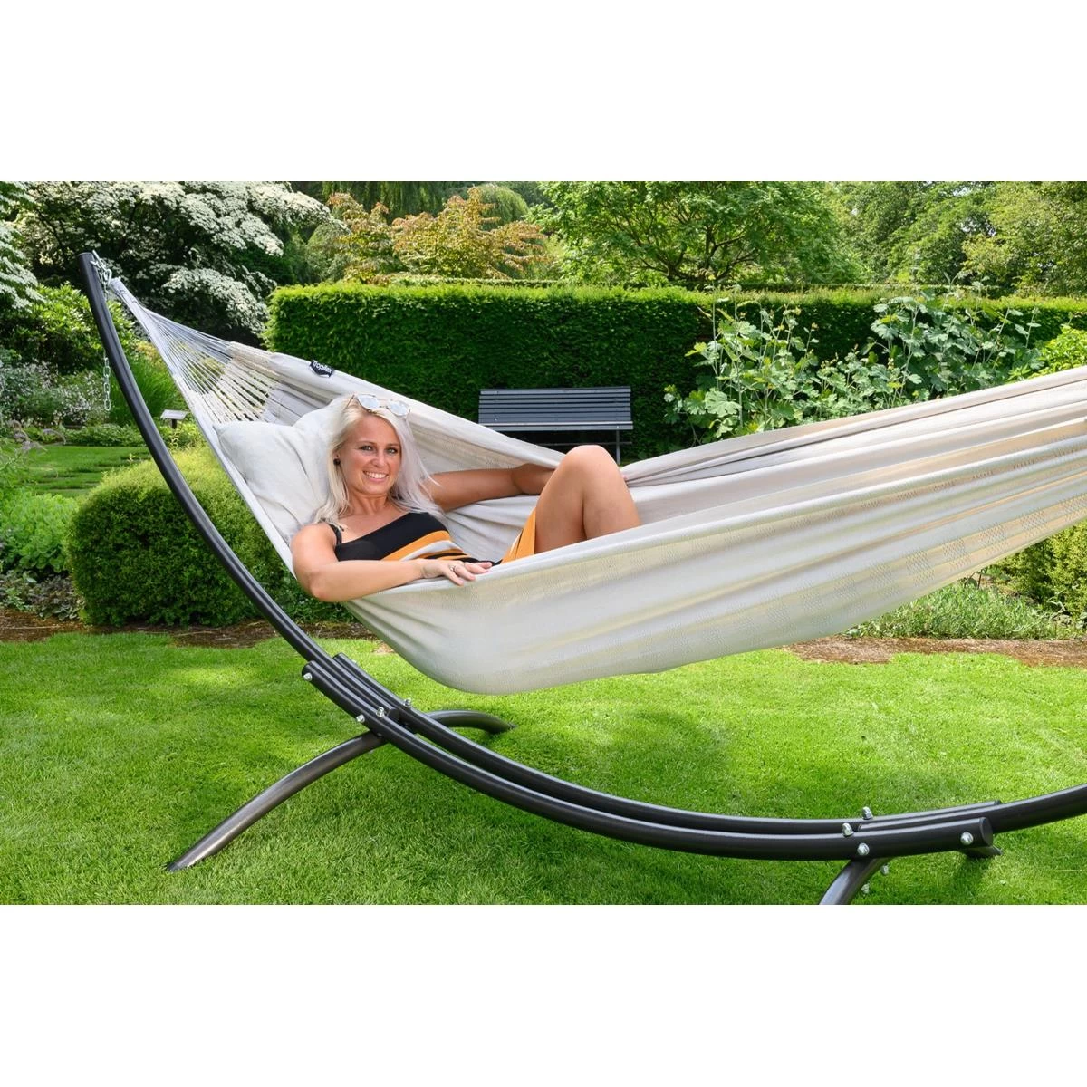 Hangmat Met Standaard Tweepersoons 'Arc & Comfort' Pearl - Afbeelding 7