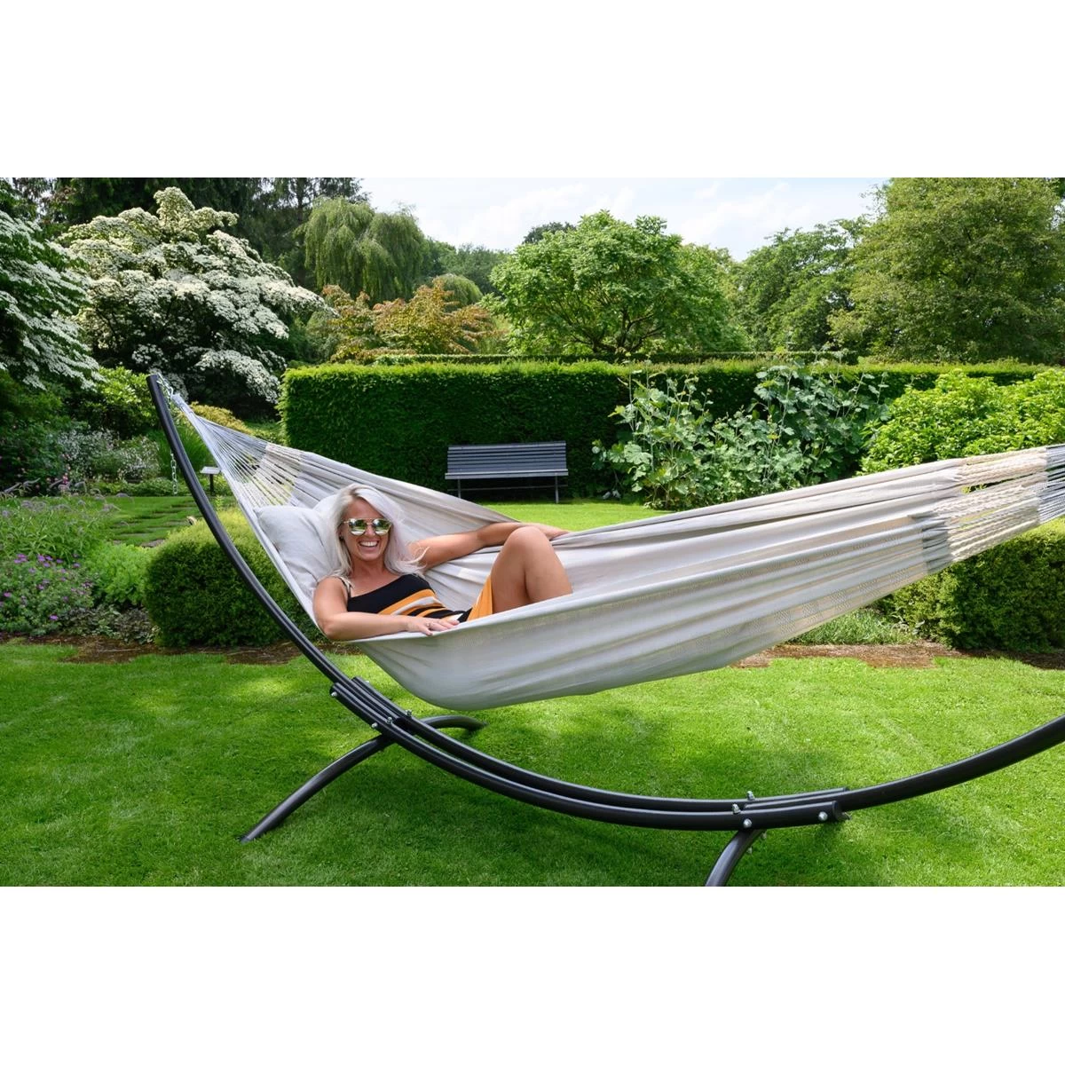 Hangmat Met Standaard Tweepersoons 'Arc & Comfort' Pearl - Afbeelding 8