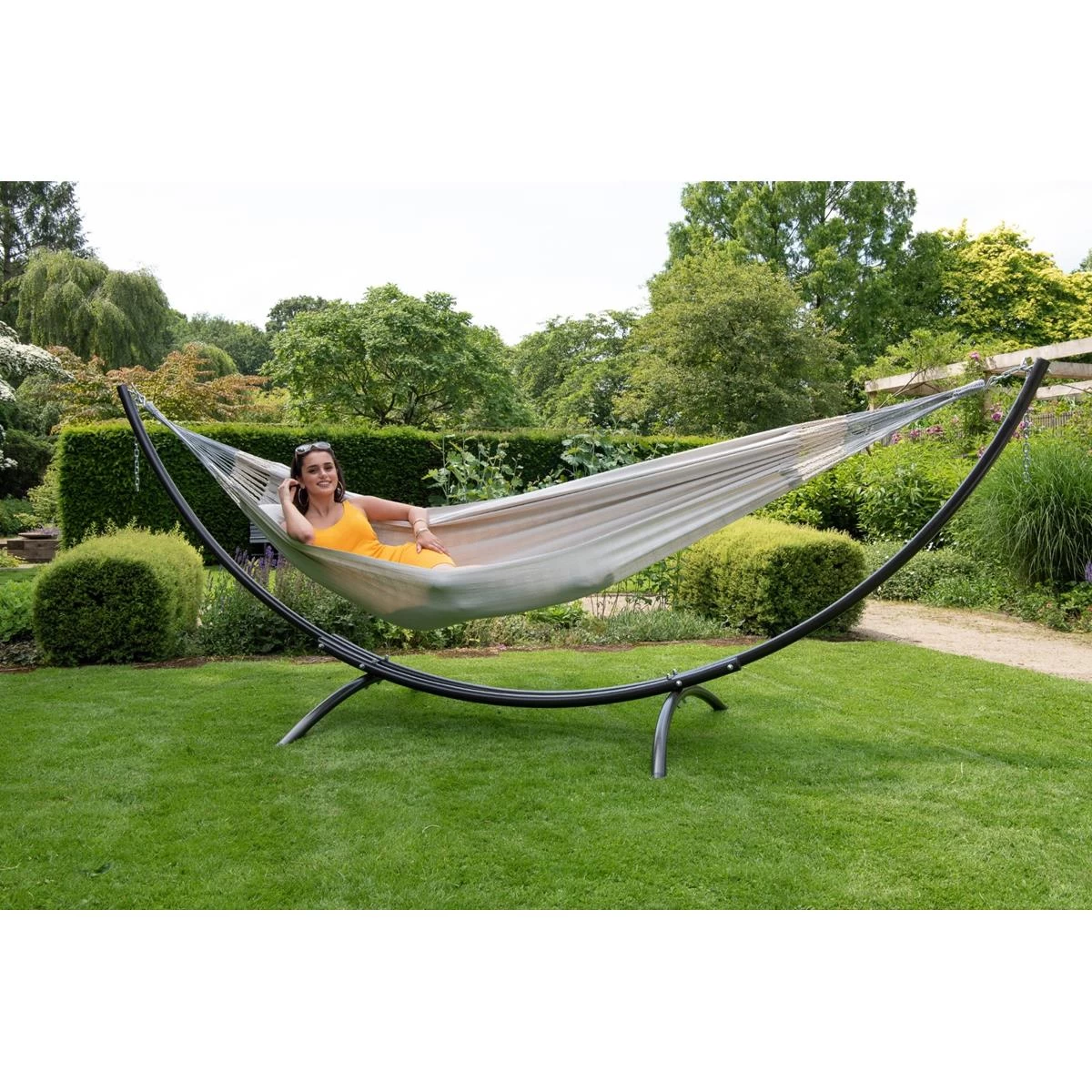 Hangmat Met Standaard Tweepersoons 'Arc & Comfort' Pearl - Afbeelding 10