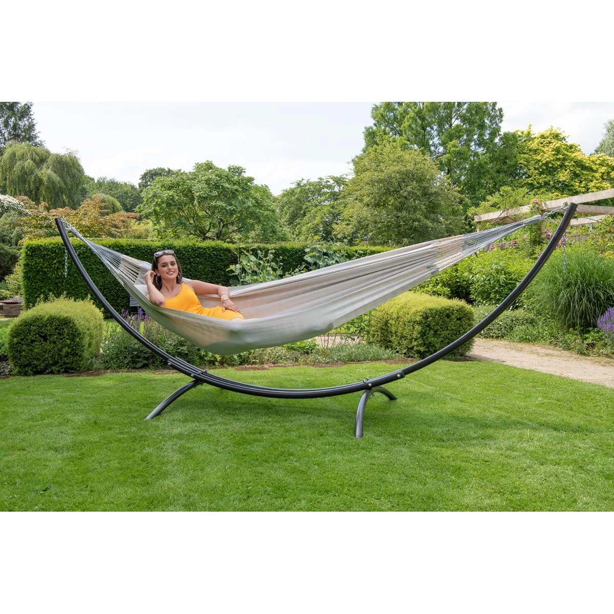 Hangmat Met Standaard Tweepersoons 'Arc & Comfort' Pearl - Afbeelding 11