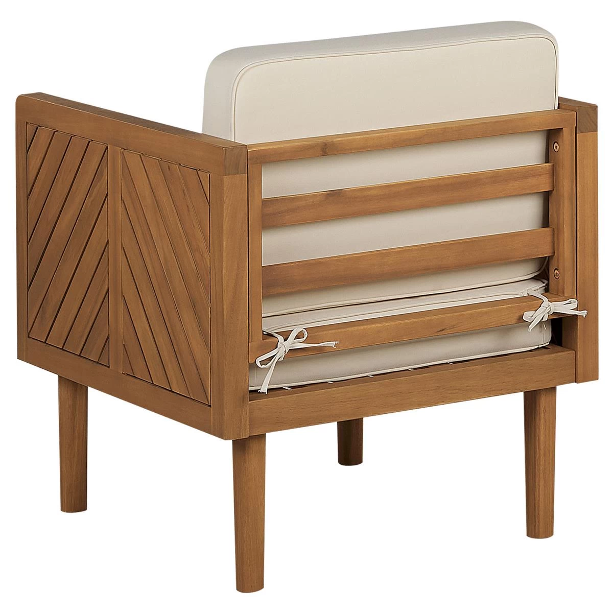 Beliani - BARATTI - Tuinstoel Met Ottomaan - Lichte Houtkleur|Wit - Afbeelding 6