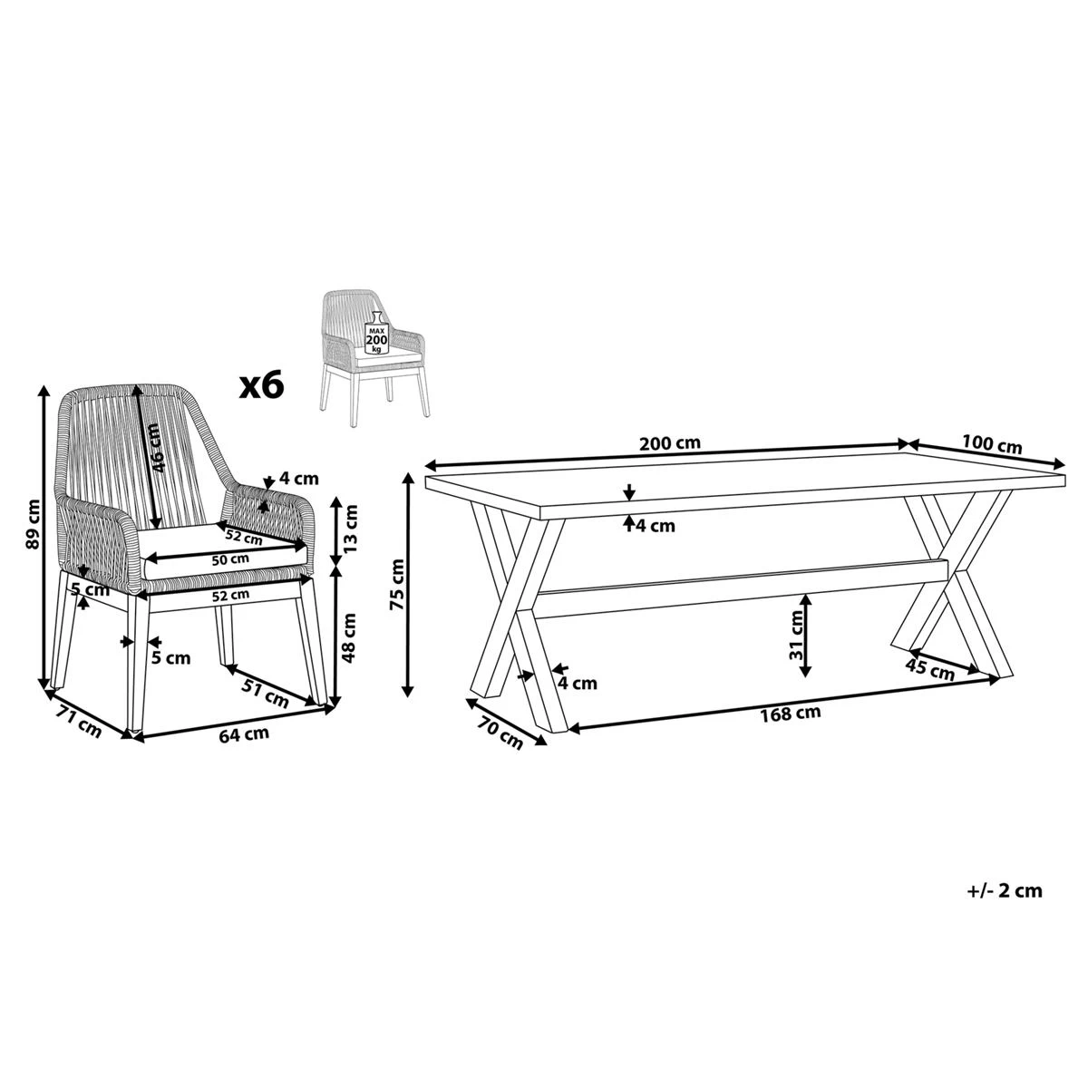 Beliani - OLBIA - Tuinset Voor 6 - Grijs|Beige - Vezelcement - Afbeelding 12
