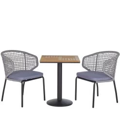 Beliani - PALMI - Bistroset Voor 2 - Grijs - Staal