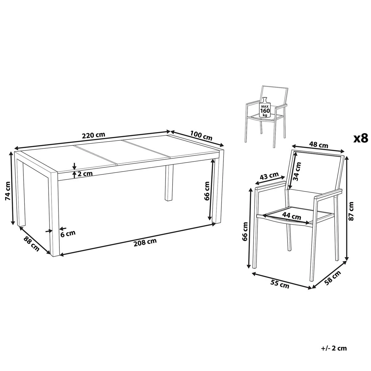 Beliani - GROSSETO - Tuinset Voor 8 - Lichtgrijs - Graniet - Afbeelding 11