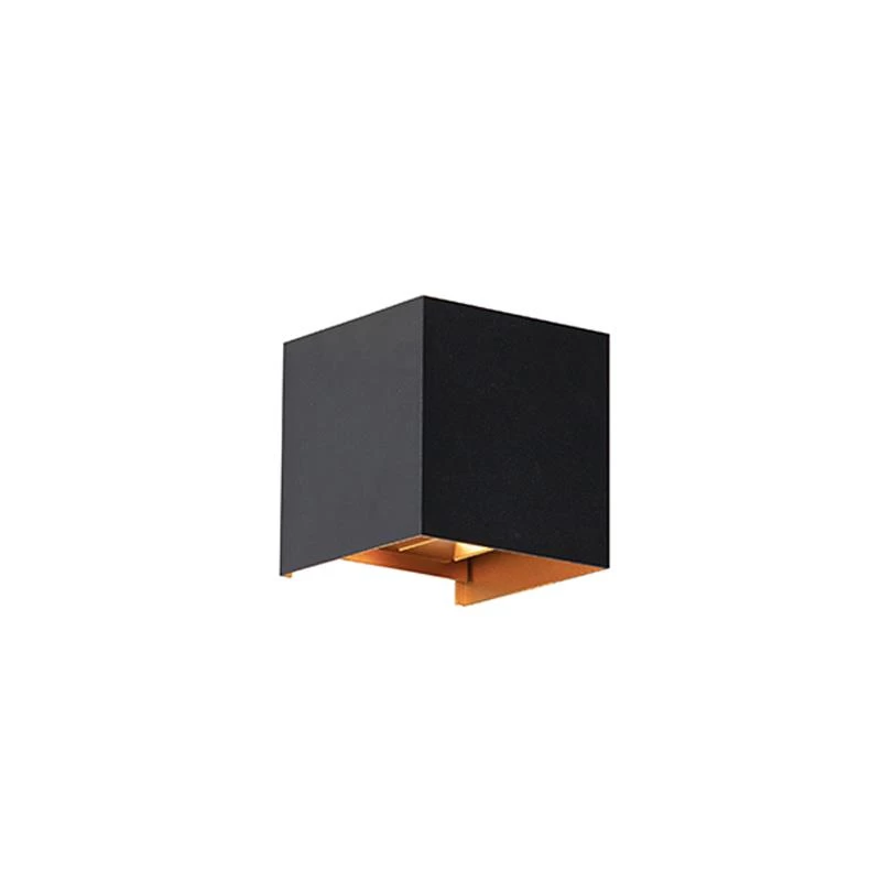 QAZQA Buiten Wandlamp Zwart Met Goud Incl. LED 2-lichts IP54 - Edwin - Afbeelding 5