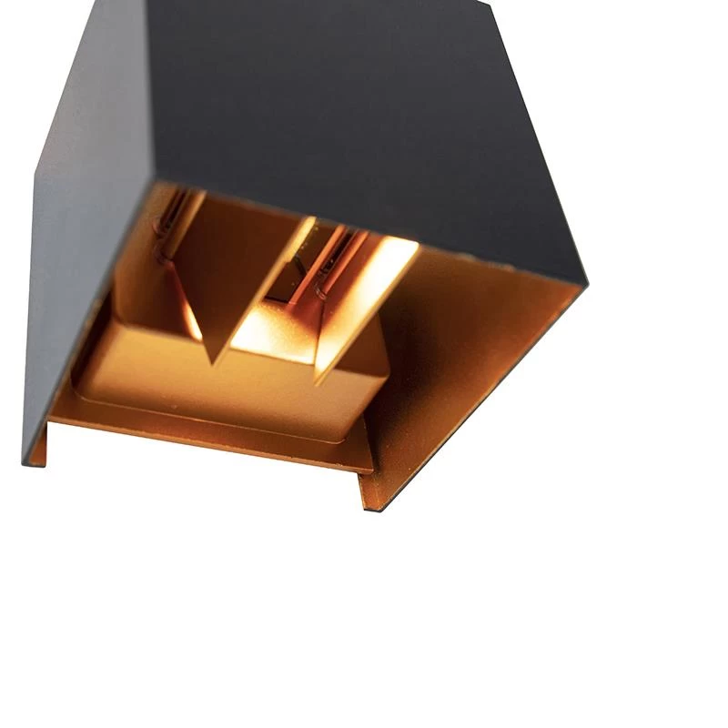 QAZQA Buiten Wandlamp Zwart Met Goud Incl. LED 2-lichts IP54 - Edwin - Afbeelding 9