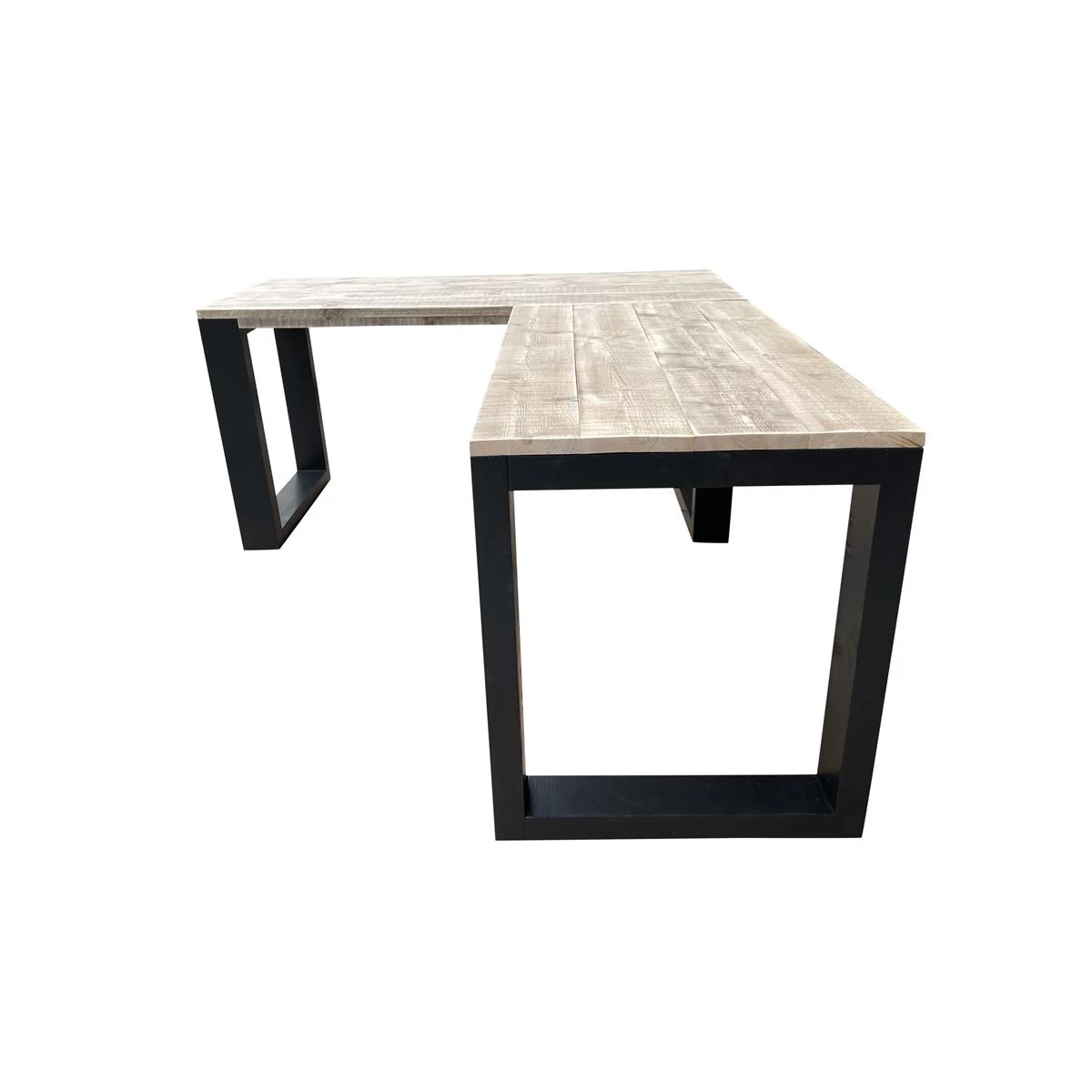 Wood4you - Hoekbureau - New Orleans Steigerhout 200|160Lx70Dx75H Zwart - Afbeelding 2