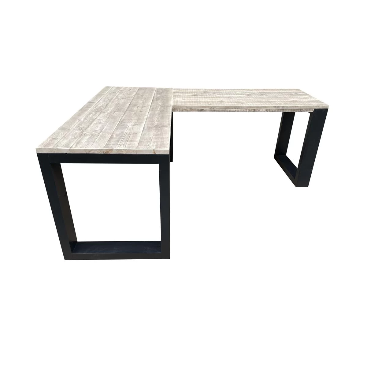 Wood4you - Hoekbureau - New Orleans Steigerhout 200|160Lx70Dx75H Zwart - Afbeelding 4