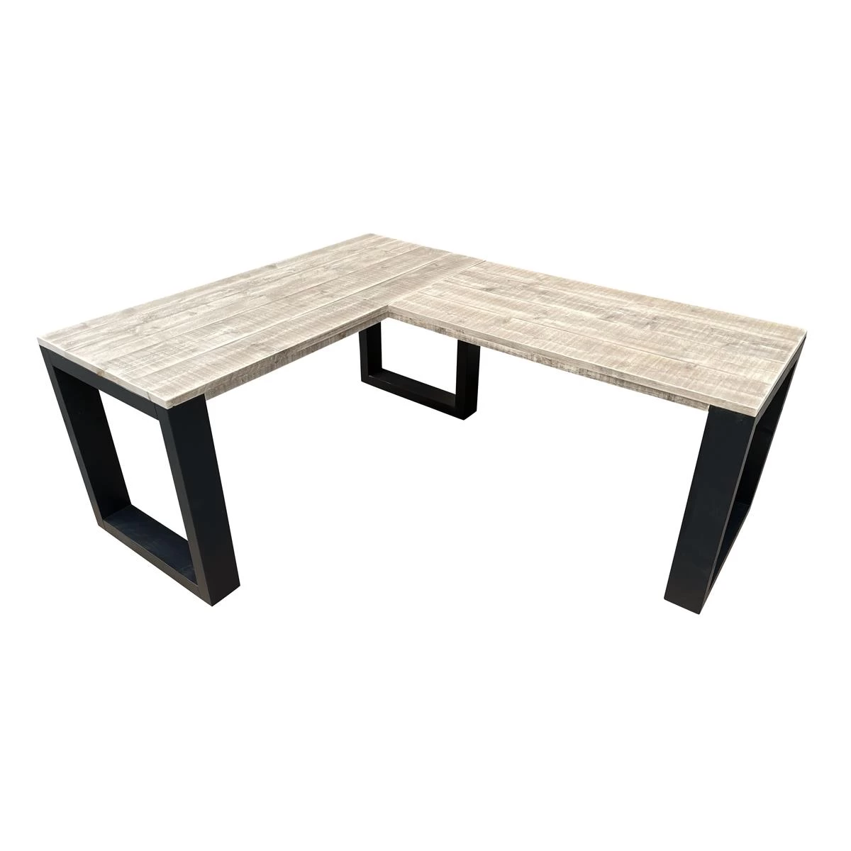 Wood4you - Hoekbureau - New Orleans Steigerhout 200|160Lx70Dx75H Zwart - Afbeelding 3