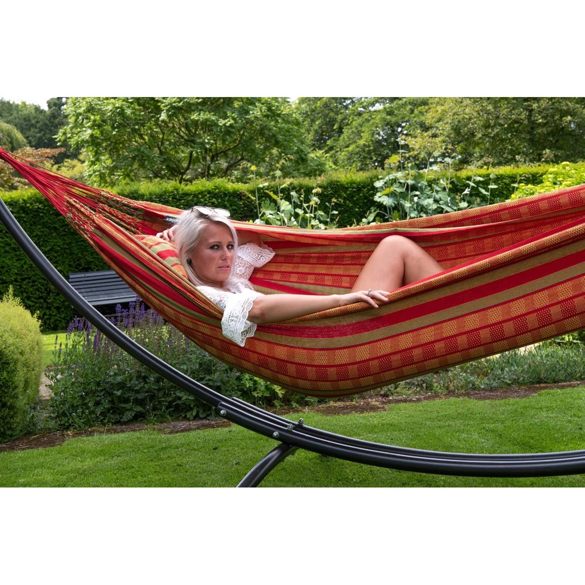 Tropilex® Hangmat Met Standaard Tweepersoons Arc & Chill Happy Oranje - Afbeelding 8