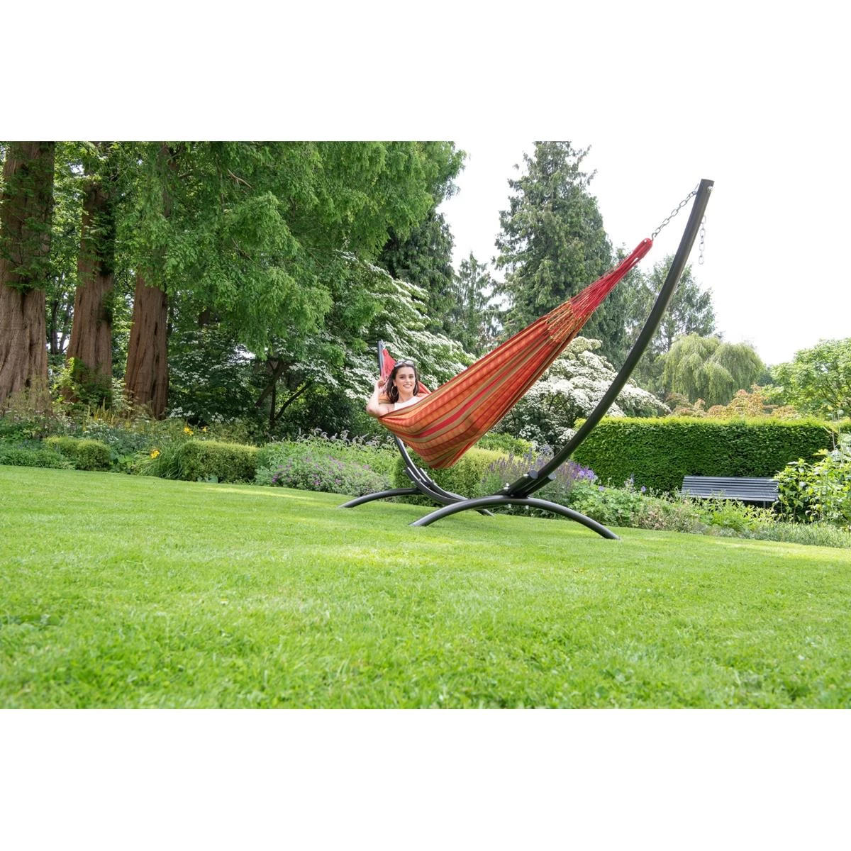 Tropilex® Hangmat Met Standaard Tweepersoons Arc & Chill Happy Oranje - Afbeelding 11