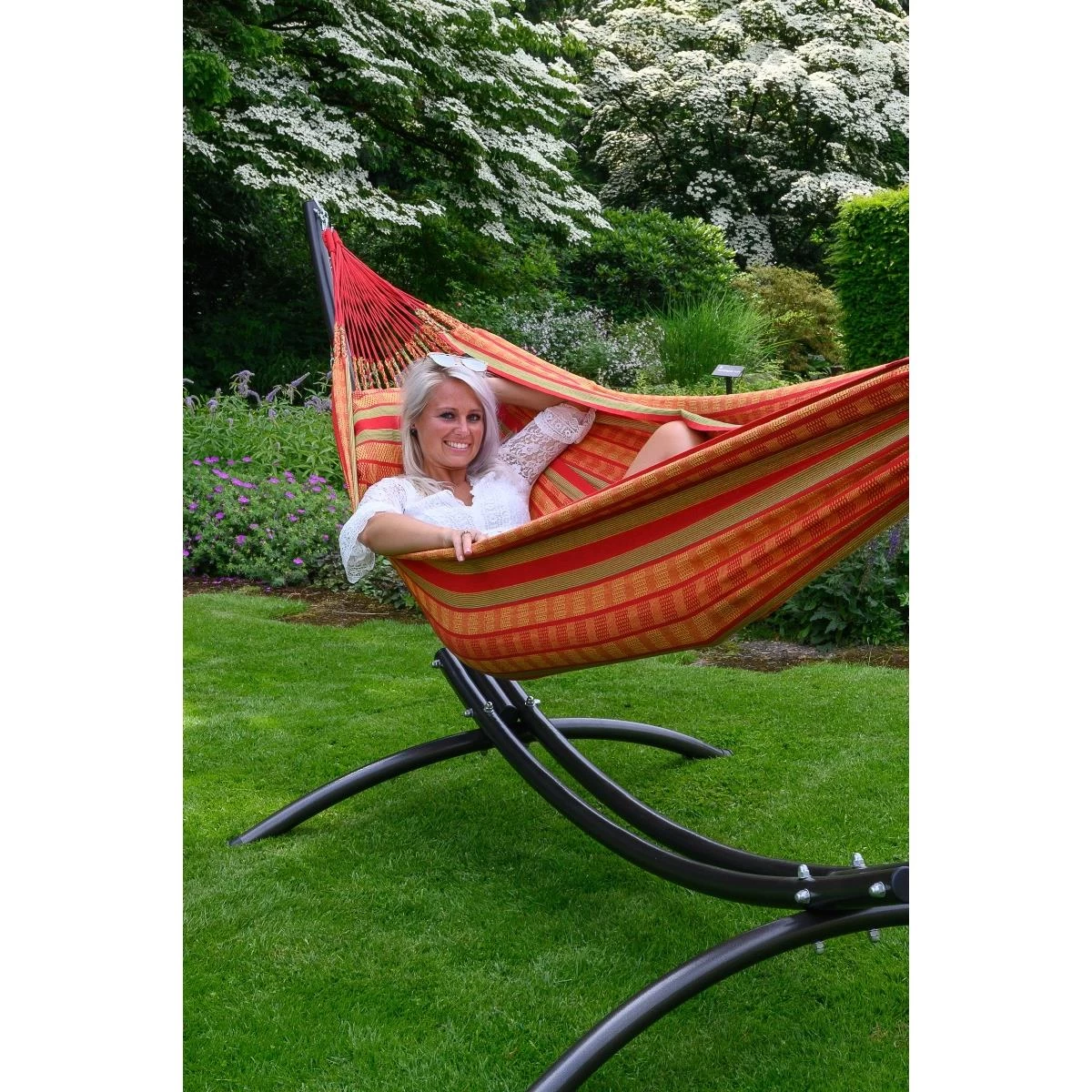 Tropilex® Hangmat Met Standaard Tweepersoons Arc & Chill Happy Oranje - Afbeelding 12