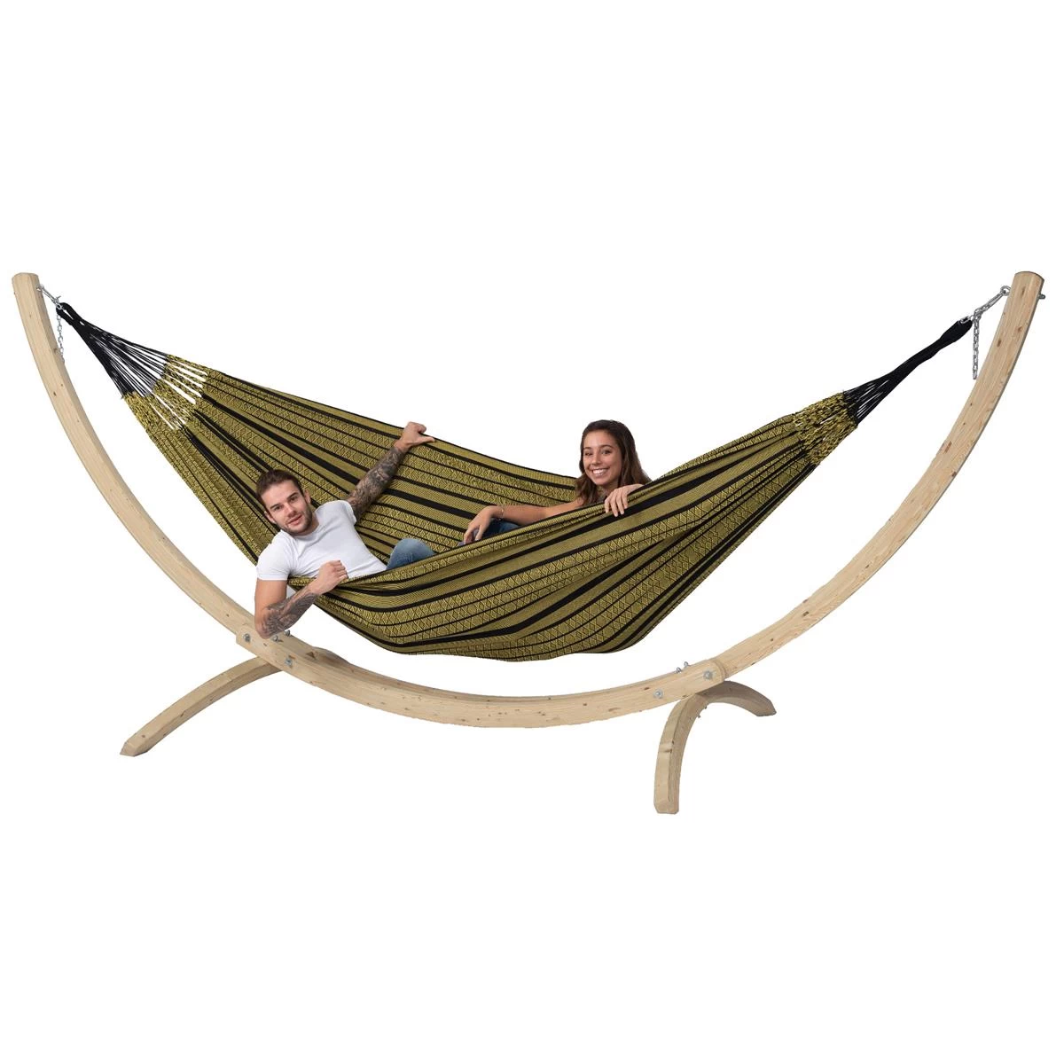 Tropilex® Hangmat Met Standaard Familie Wood & Black Edition Gold Geel