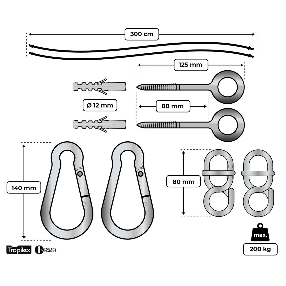 Tropilex® Hangmatbevestiging Complete White Wit | Ecru - Afbeelding 8